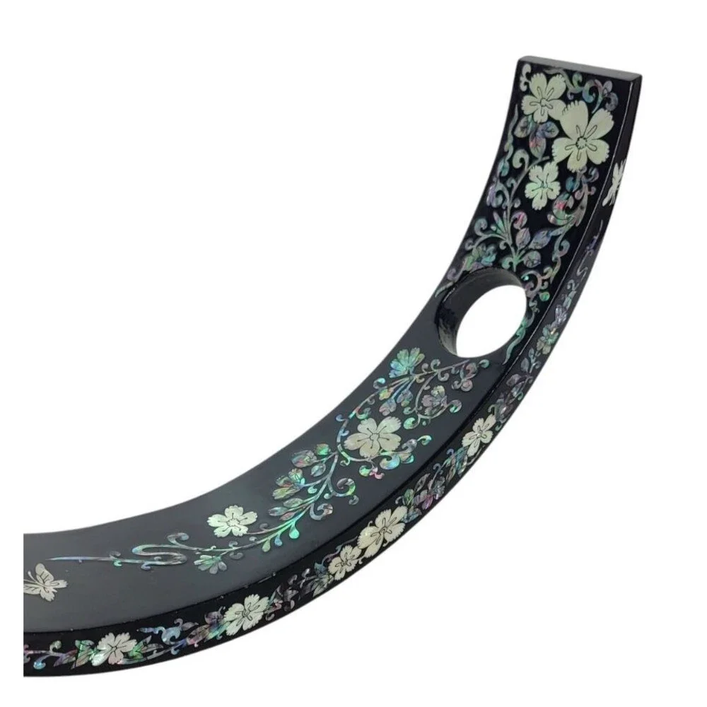 Vintage Mother Of Pearl Inlaid Floral Butterflies Lacquered Wine Bottle Holder